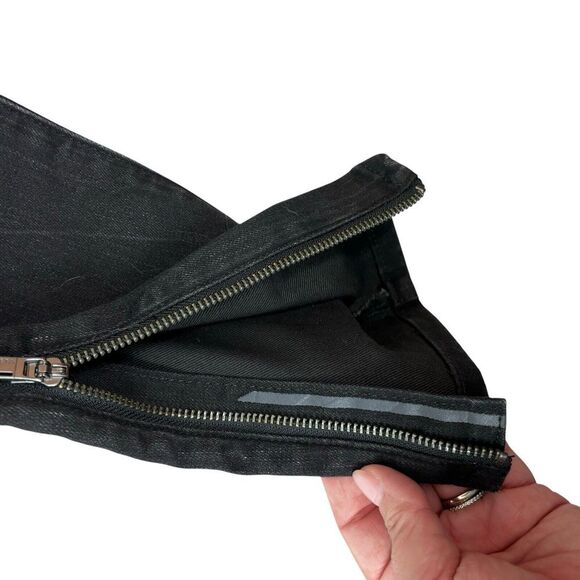 Athleta Womens Jeans Sculptek Denim Carbon Black Wash Zip Ankle Goth Moto Size 6 - Picture 6 of 15